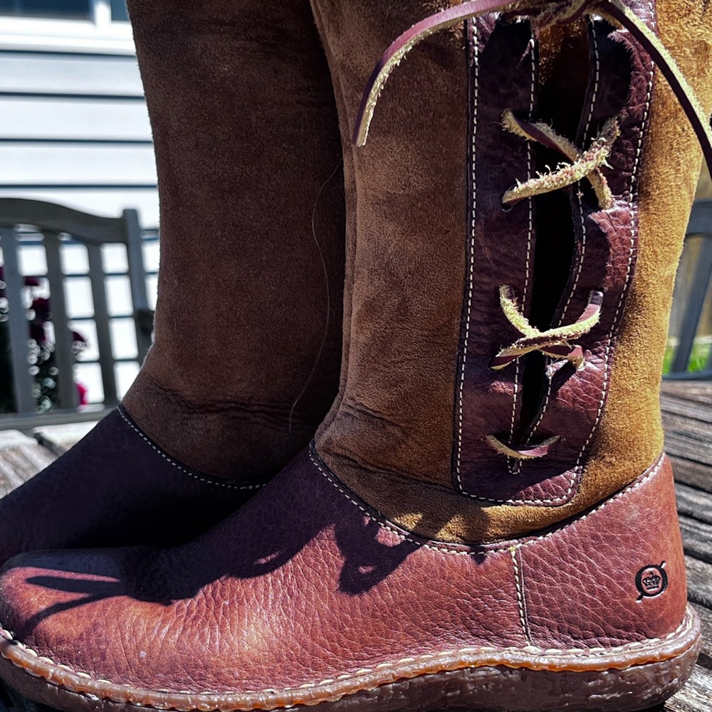 Brown Leather Calf High Boots